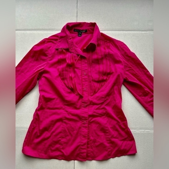 SANDRA Angelozzi fuchsia Barbie pink blouse with ruffles size 38  S - Picture 7 of 7